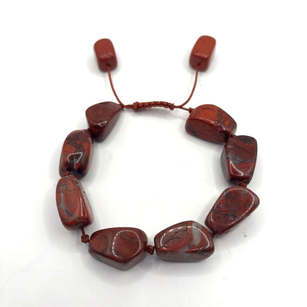 Chunky Red Jasper Stone Adjustable Bracelet